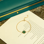 [sparkle Jewelry ]SUN MALACHITE 1 DIAMOND PINK GOLD BRACELET