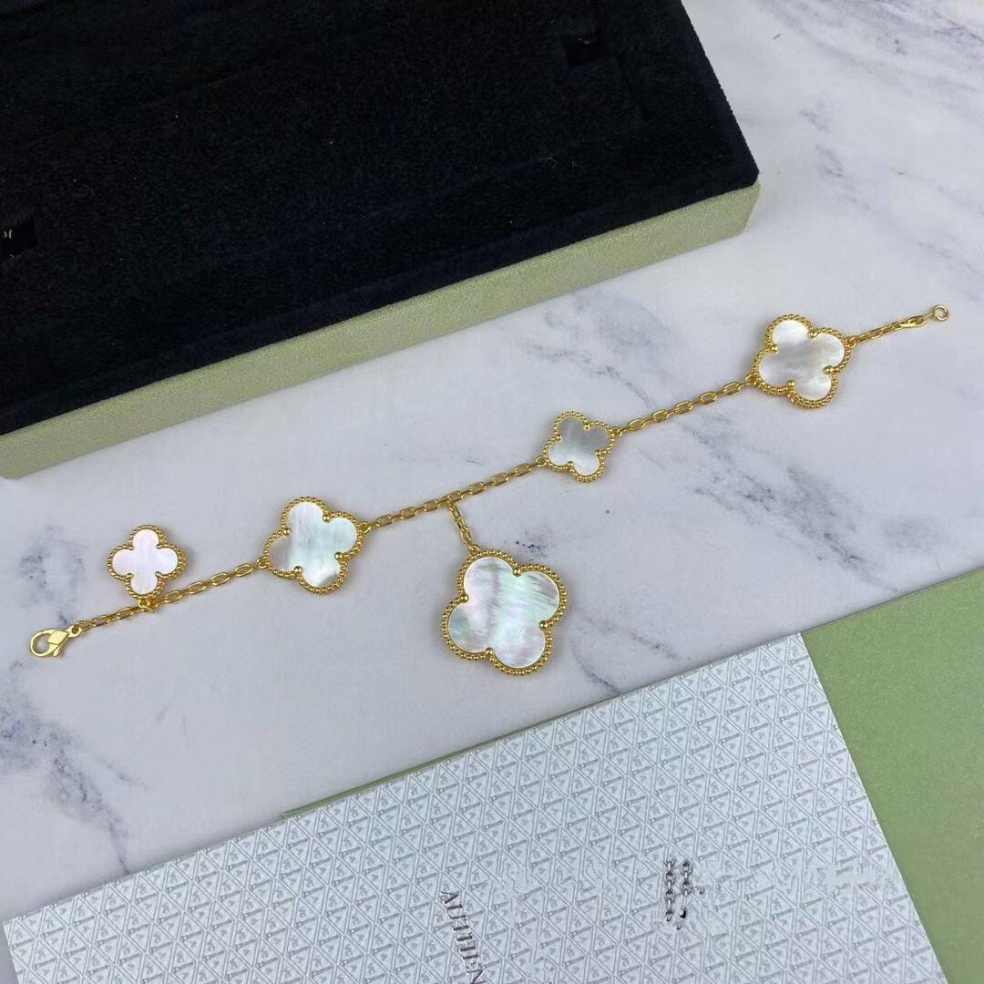 [sparkle Jewelry ]MAGIC CLOVER MOP GOLD BRACELET 5 MOTIFS