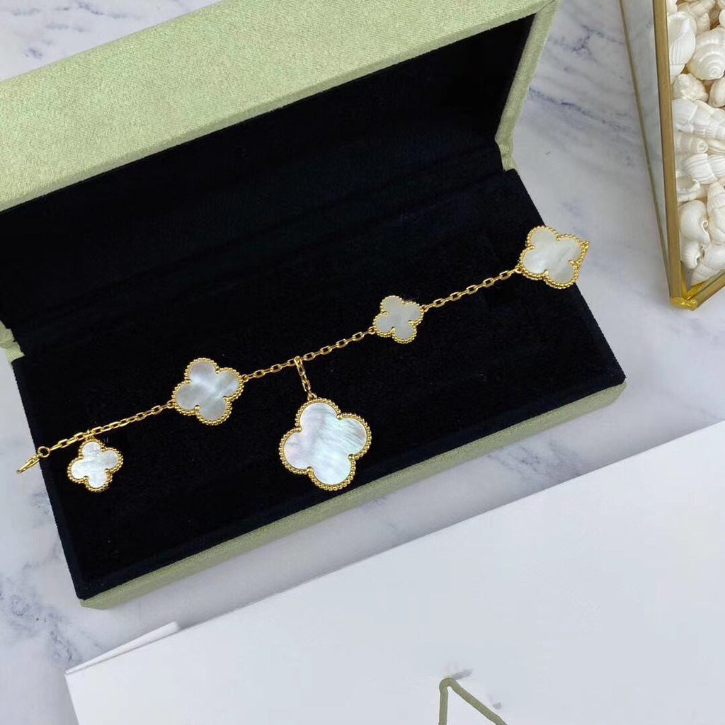 [sparkle Jewelry ]MAGIC CLOVER MOP GOLD BRACELET 5 MOTIFS
