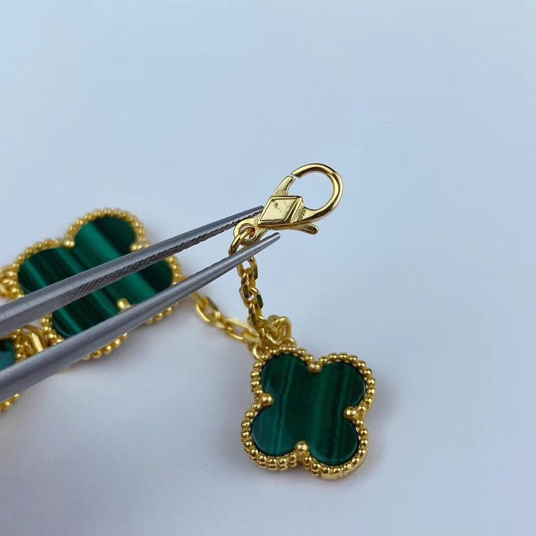 [sparkle Jewelry ]MAGIC CLOVER MALACHITE GOLD BRACELET 5 MOTIFS