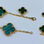 [sparkle Jewelry ]MAGIC CLOVER MALACHITE GOLD BRACELET 5 MOTIFS