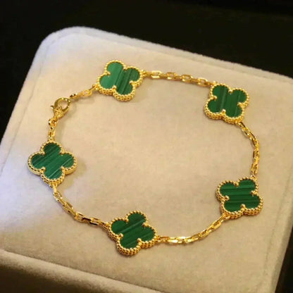 [sparkle Jewelry ] CLOVER 5 MOTIF MALACHITE BRACELET COLLECTION