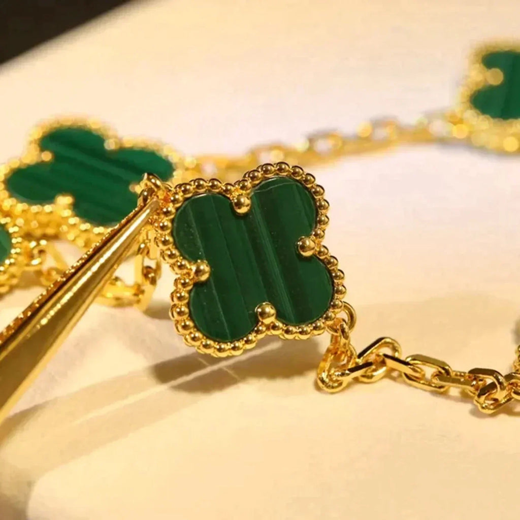 [sparkle Jewelry ] CLOVER 5 MOTIF MALACHITE BRACELET COLLECTION