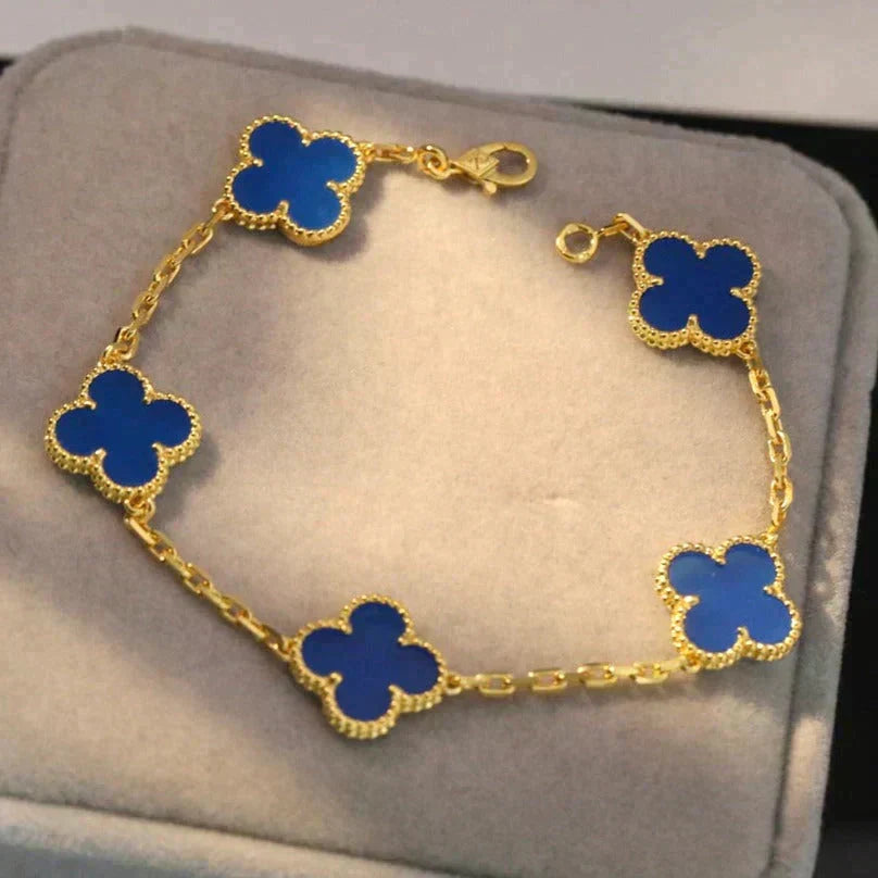 [sparkle Jewelry ] CLOVER 5 MOTIF BLUE AGATE BRACELET COLLECTION