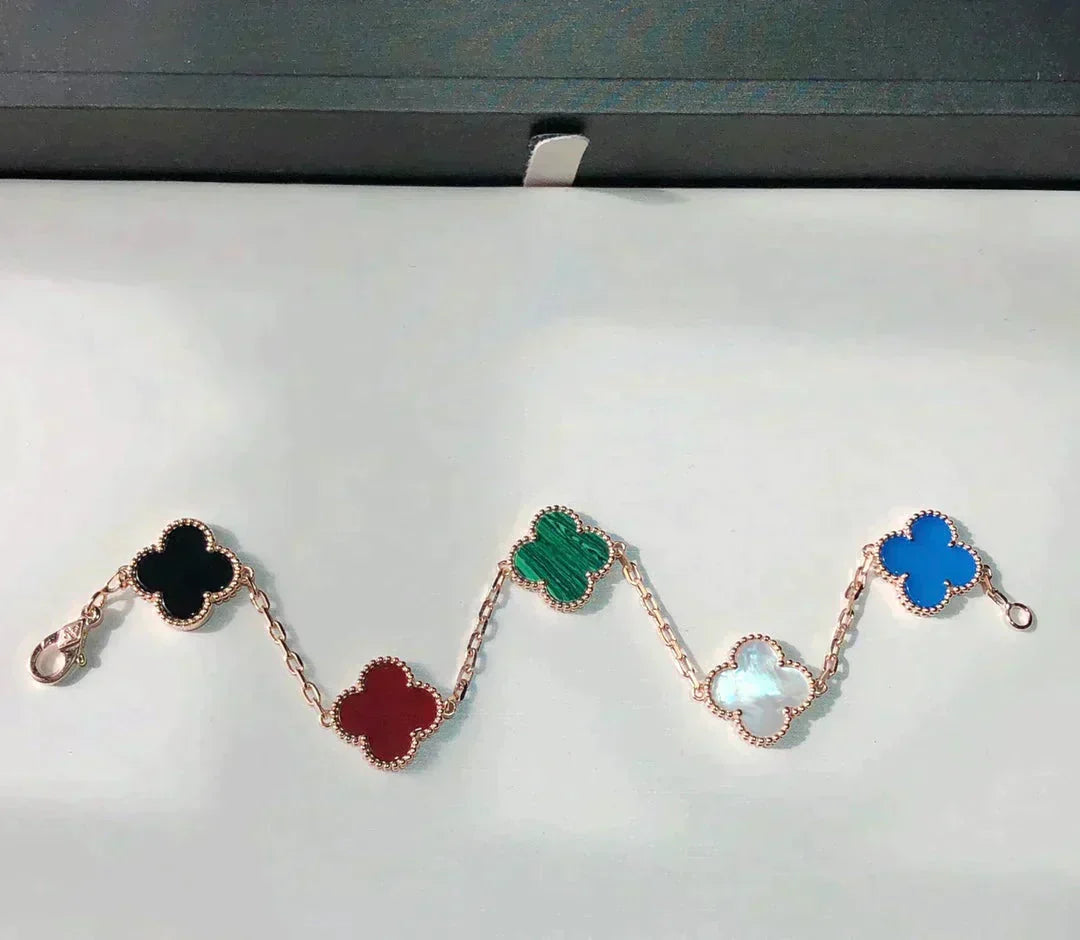 [sparkle Jewelry ]CLOVER 5 MOTIFS MULTICOLOR BRACELET