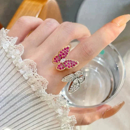 [sparkle Jewelry ]TWIN BUTTERFLY DIAMOND RING