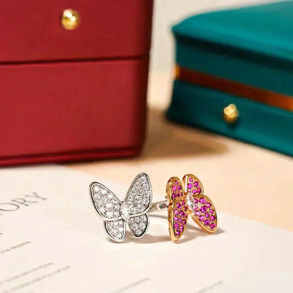[sparkle Jewelry ]TWIN BUTTERFLY DIAMOND RING