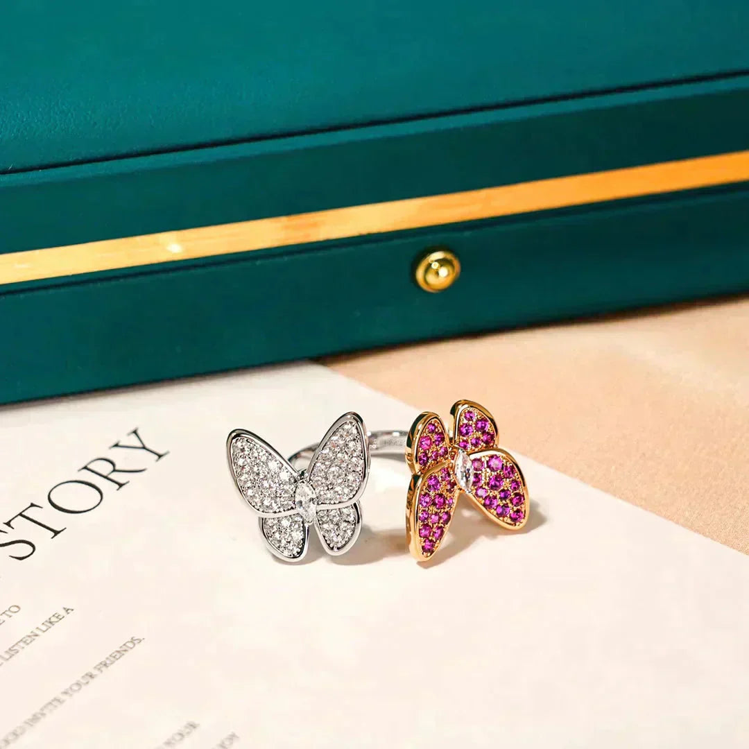 [sparkle Jewelry ]TWIN BUTTERFLY DIAMOND RING