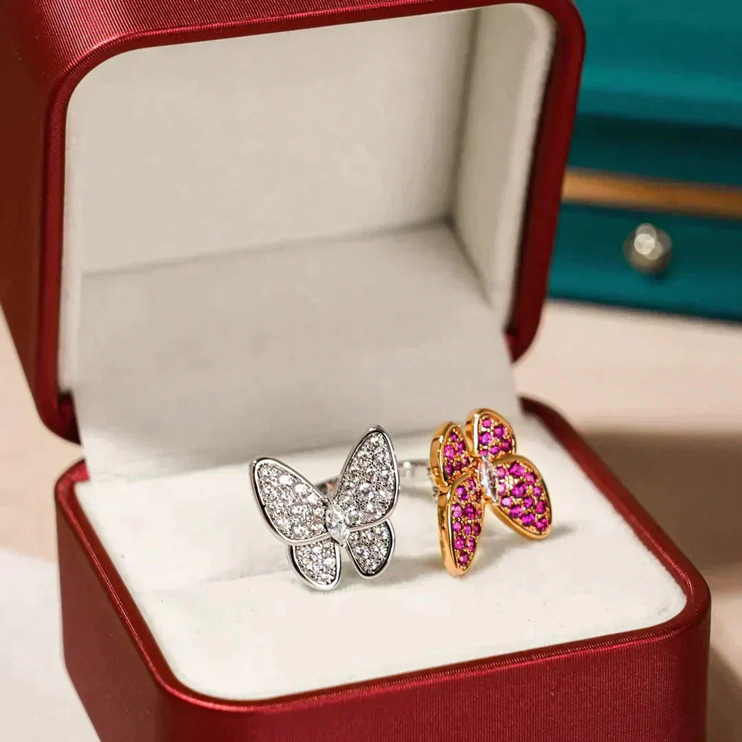 [sparkle Jewelry ]TWIN BUTTERFLY DIAMOND RING