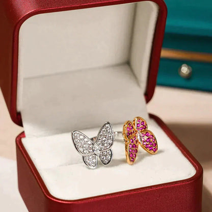 [sparkle Jewelry ]TWIN BUTTERFLY DIAMOND RING