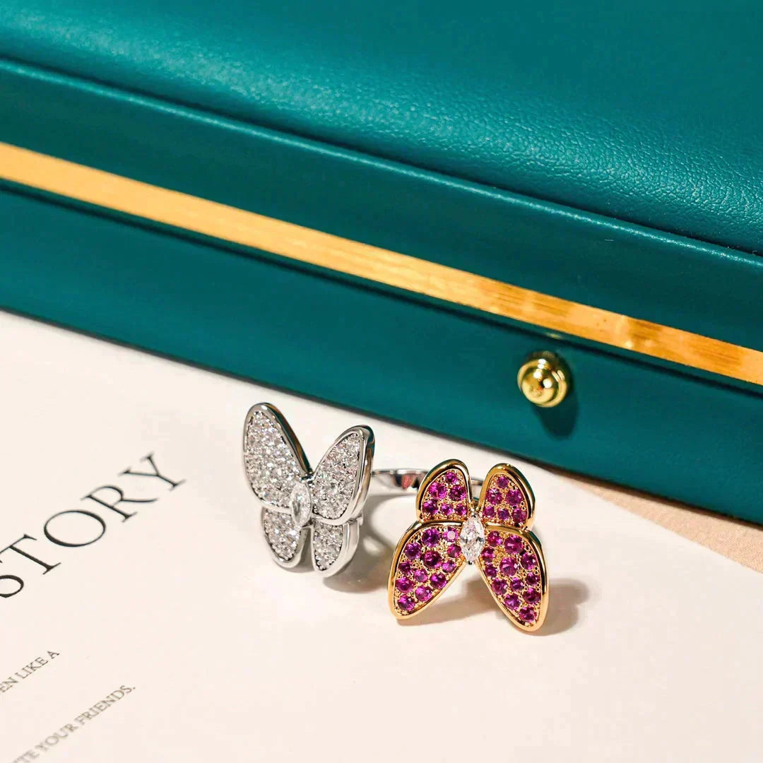 [sparkle Jewelry ]TWIN BUTTERFLY DIAMOND RING