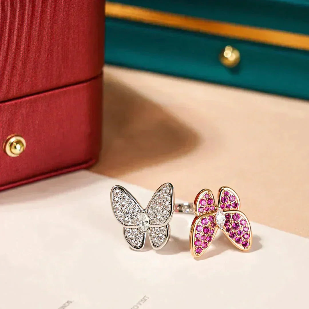 [sparkle Jewelry ]TWIN BUTTERFLY DIAMOND RING