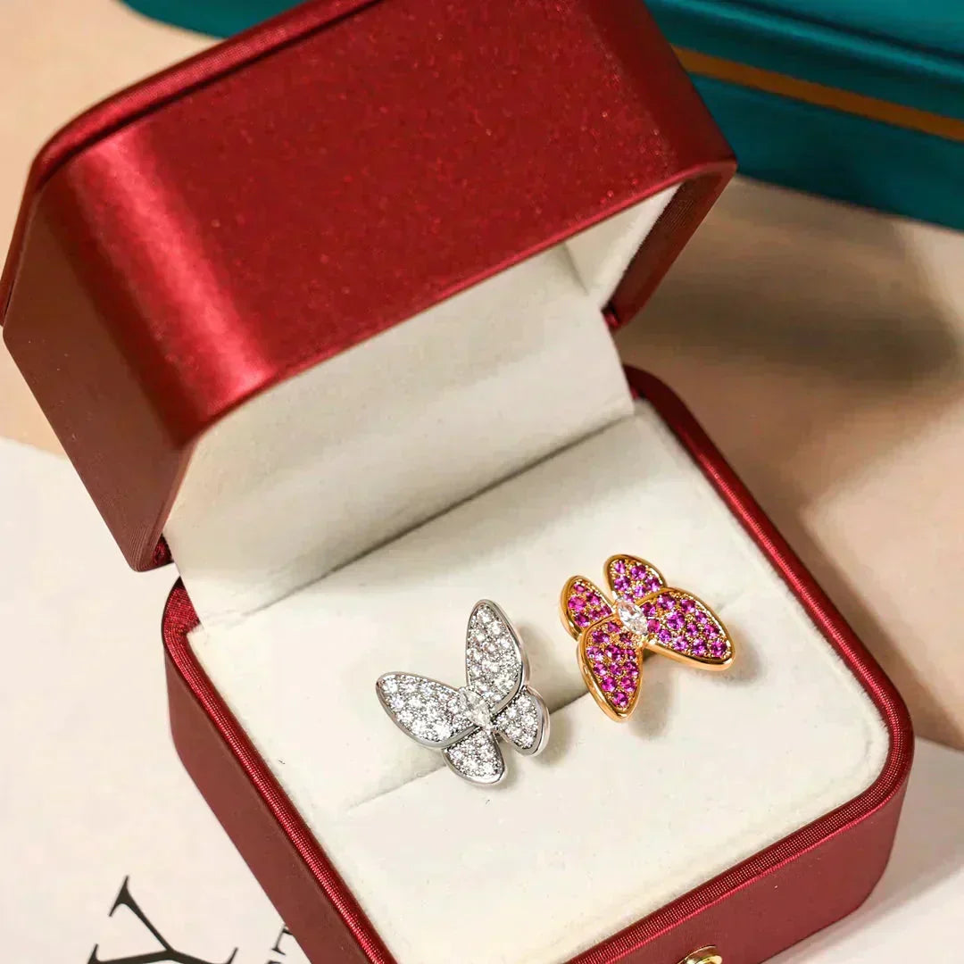 [sparkle Jewelry ]TWIN BUTTERFLY DIAMOND RING