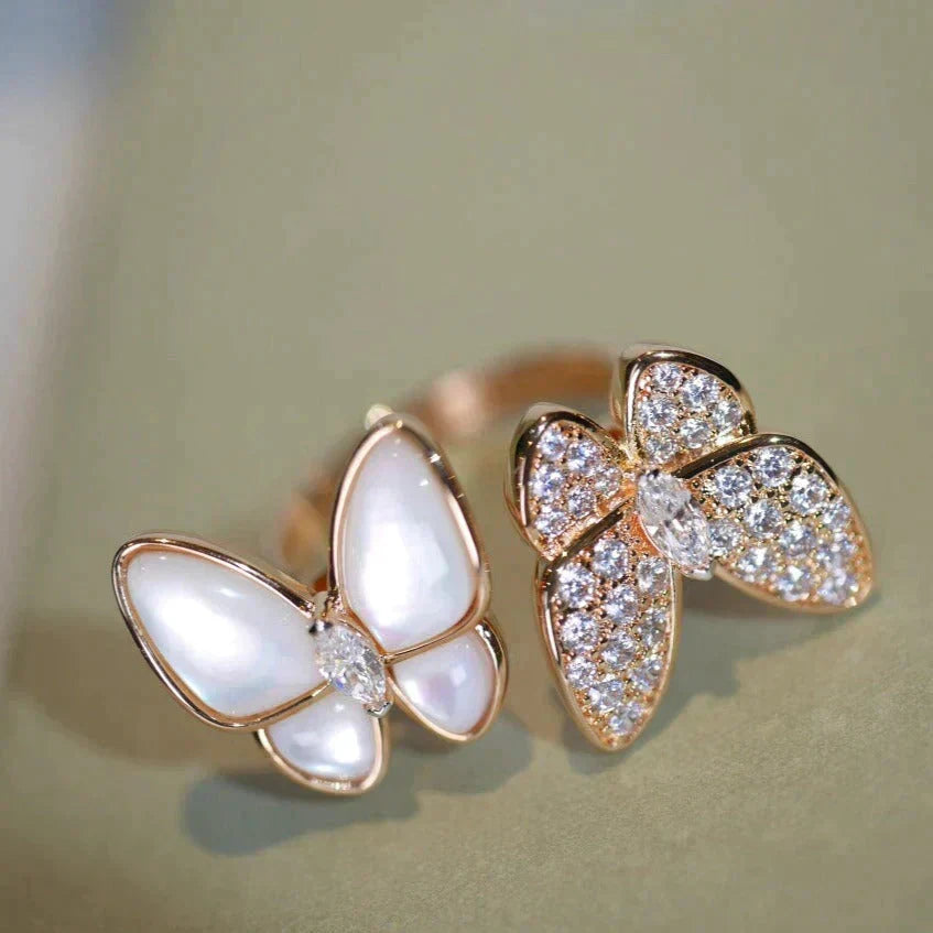 [sparkle Jewelry ]TWIN BUTTERFLY DIAMOND MOP RING