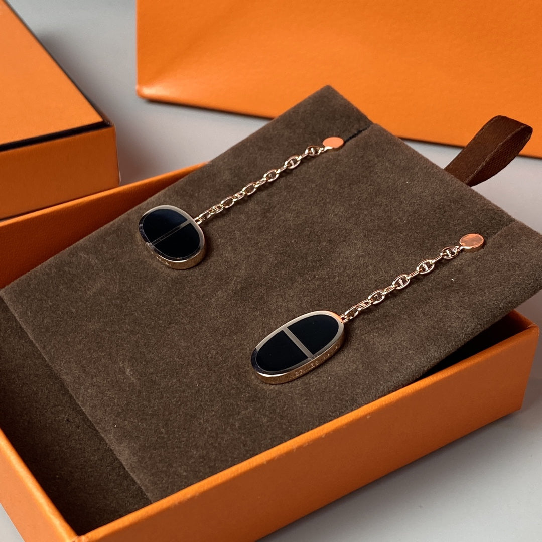 [Sparkle]CHAINE VERSO SCHWARZE KERAMIK-OHRRINGE