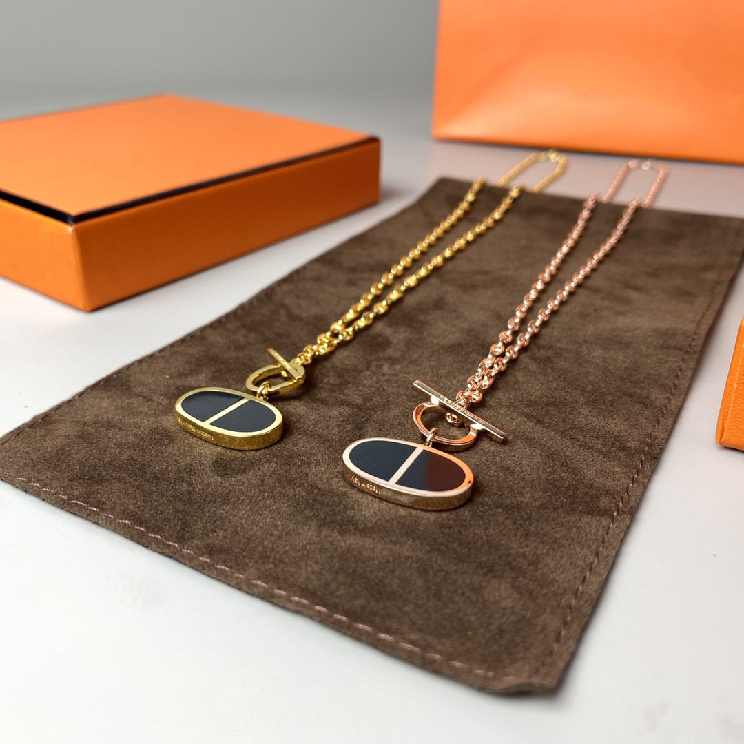 [Sparkle]CHAINE VERSO BLACK CERAMIC NECKLACE