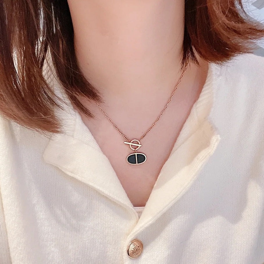 [Sparkle]CHAINE VERSO BLACK CERAMIC NECKLACE