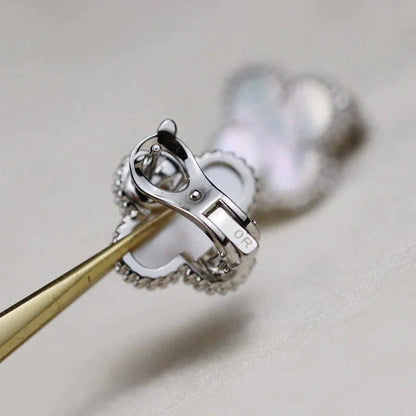 [sparkle Jewelry ]CLOVER MEDIUM 1 MOTIFS  WHITE MOP EARRINGS SILVER