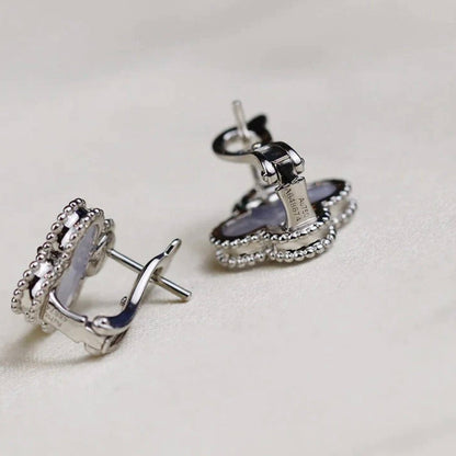 [sparkle Jewelry ]CLOVER MEDIUM 1 MOTIFS  WHITE MOP EARRINGS SILVER