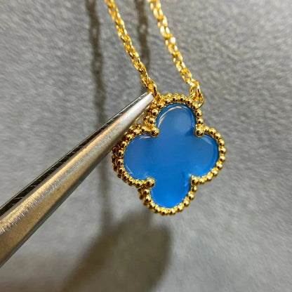[sparkle Jewelry ]CLOVER 15MM BLUE AGATE NECKLACE
