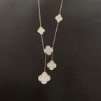 [sparkle Jewelry ]CLOVER 5 MOTIFS SILVER DIAMONDS NECKLACE