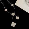 [sparkle Jewelry ]CLOVER 5 MOTIFS SILVER DIAMONDS NECKLACE