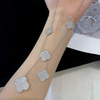 [sparkle Jewelry ]CLOVER 5 MOTIFS SILVER DIAMONDS NECKLACE