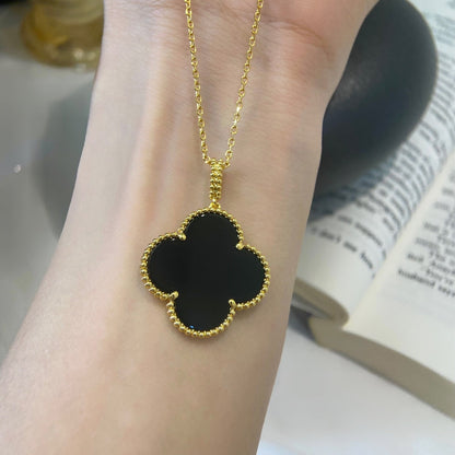 [sparkle Jewelry ]CLOVER 25MM NECKLACE GOLD ONYX