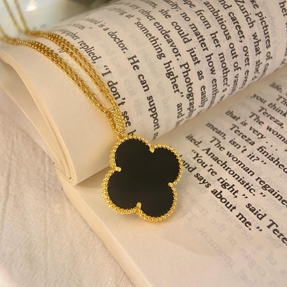[sparkle Jewelry ]CLOVER 25MM NECKLACE GOLD ONYX