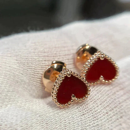 [sparkle Jewelry ]HEART CARNELIAN STUD EARRINGS