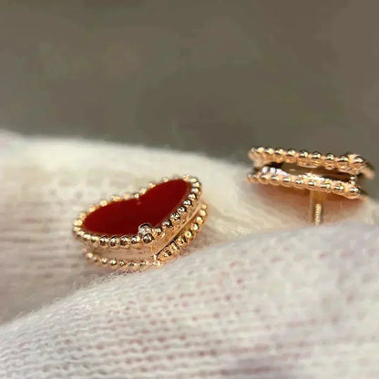 [sparkle Jewelry ]HEART CARNELIAN STUD EARRINGS