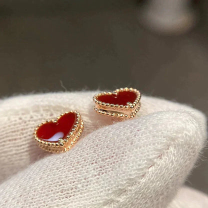 [sparkle Jewelry ]HEART CARNELIAN STUD EARRINGS