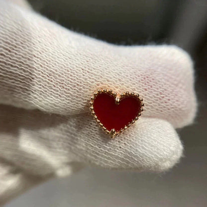 [sparkle Jewelry ]HEART CARNELIAN STUD EARRINGS