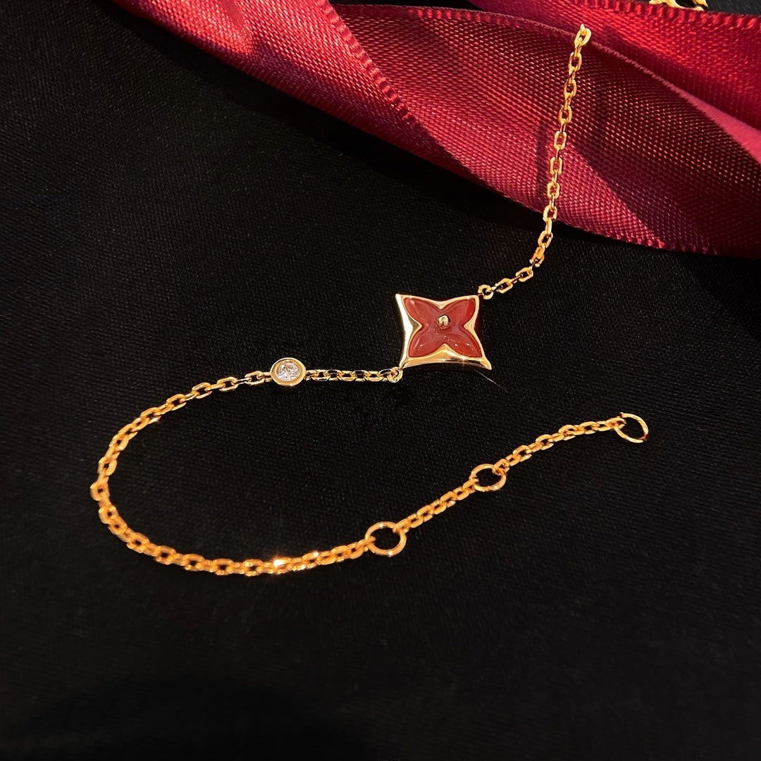 [sparkle Jewelry ]COLOR STAR CARNELIAN PINK GOLD DIAMOND BRACELET