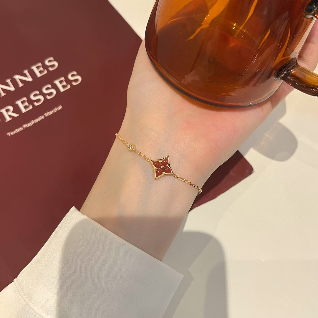 [sparkle Jewelry ]COLOR STAR CARNELIAN PINK GOLD DIAMOND BRACELET