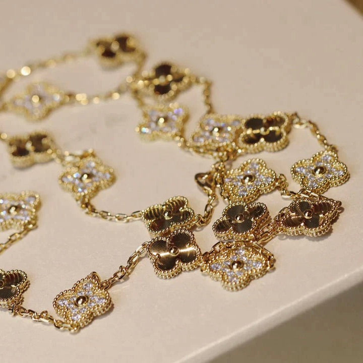 [sparkle Jewelry ]CLOVER 20 MOTIFS LASER DIAMOND NECKLACE