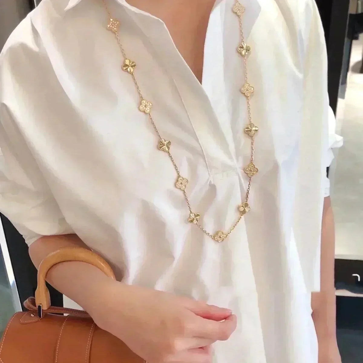 [sparkle Jewelry ]CLOVER 20 MOTIFS LASER DIAMOND NECKLACE