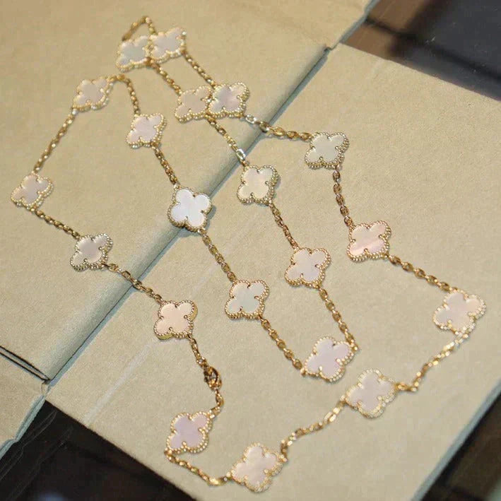 [sparkle Jewelry ]CLOVER 20 MOTIFS WHITE MOP NECKLACE