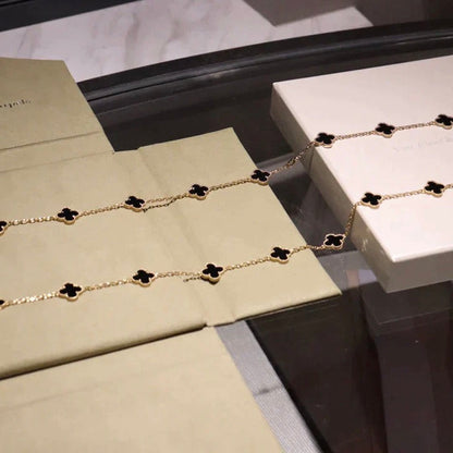 [sparkle Jewelry ]CLOVER 20 MOTIFS ONYX NECKLACE