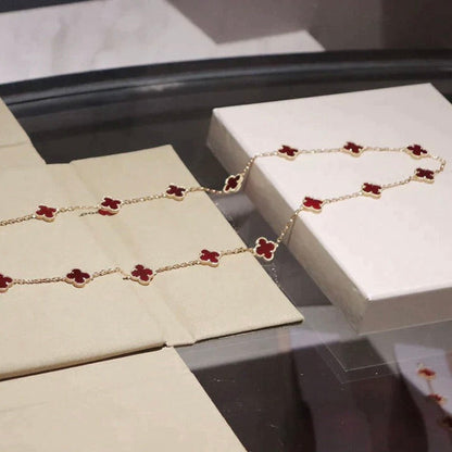 [sparkle Jewelry ]CLOVER 20 MOTIFS CARNELIAN NECKLACE