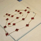 [sparkle Jewelry ]CLOVER 20 MOTIFS CARNELIAN NECKLACE
