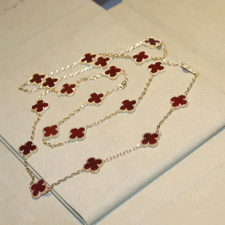 [sparkle Jewelry ]CLOVER 20 MOTIFS CARNELIAN NECKLACE
