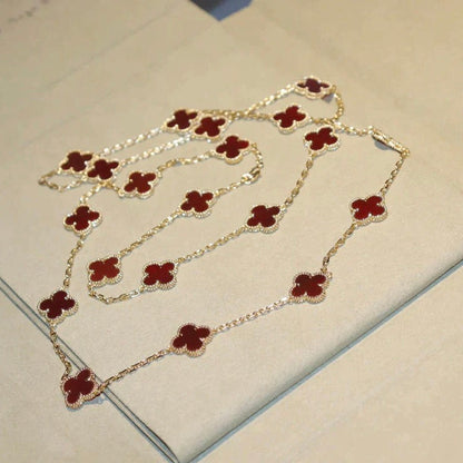 [sparkle Jewelry ]CLOVER 20 MOTIFS CARNELIAN NECKLACE