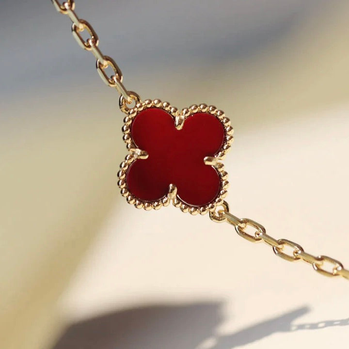 [sparkle Jewelry ]CLOVER 20 MOTIFS CARNELIAN NECKLACE