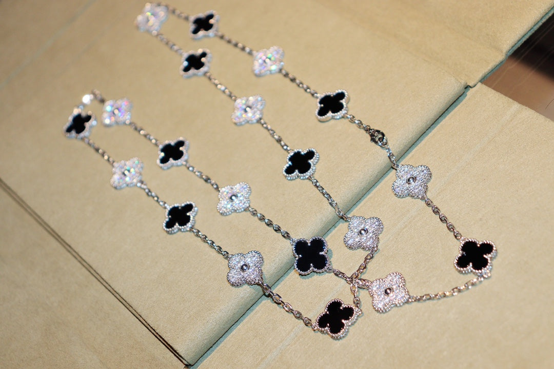 [sparkle Jewelry ]CLOVER 20 MOTIFS ONYX DIAMOND SILVER