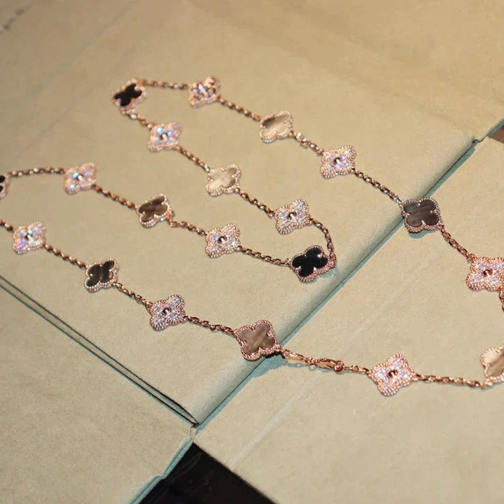 [sparkle Jewelry ]CLOVER 20 MOTIFS DARK MOP DIAMOND  NECKLACE