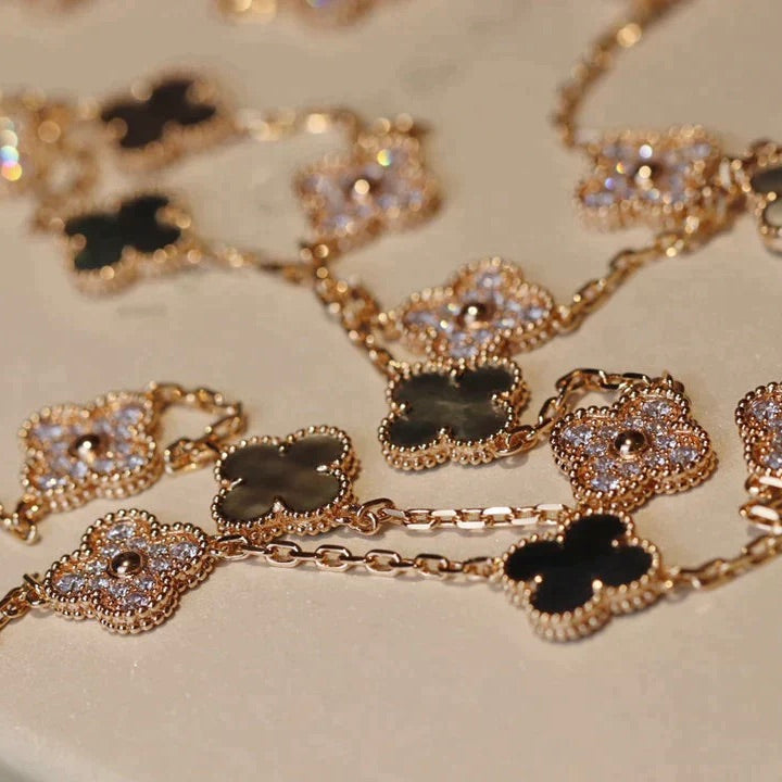 [sparkle Jewelry ]CLOVER 20 MOTIFS DARK MOP DIAMOND  NECKLACE