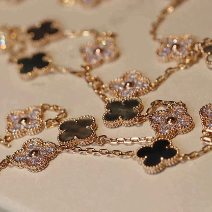 [sparkle Jewelry ]CLOVER 20 MOTIFS DARK MOP DIAMOND  NECKLACE