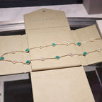 [sparkle Jewelry ]CLOVER 20 MOTIFS MALACHITE DIAMOND NECKLACE