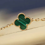 [sparkle Jewelry ]CLOVER 20 MOTIFS MALACHITE DIAMOND NECKLACE
